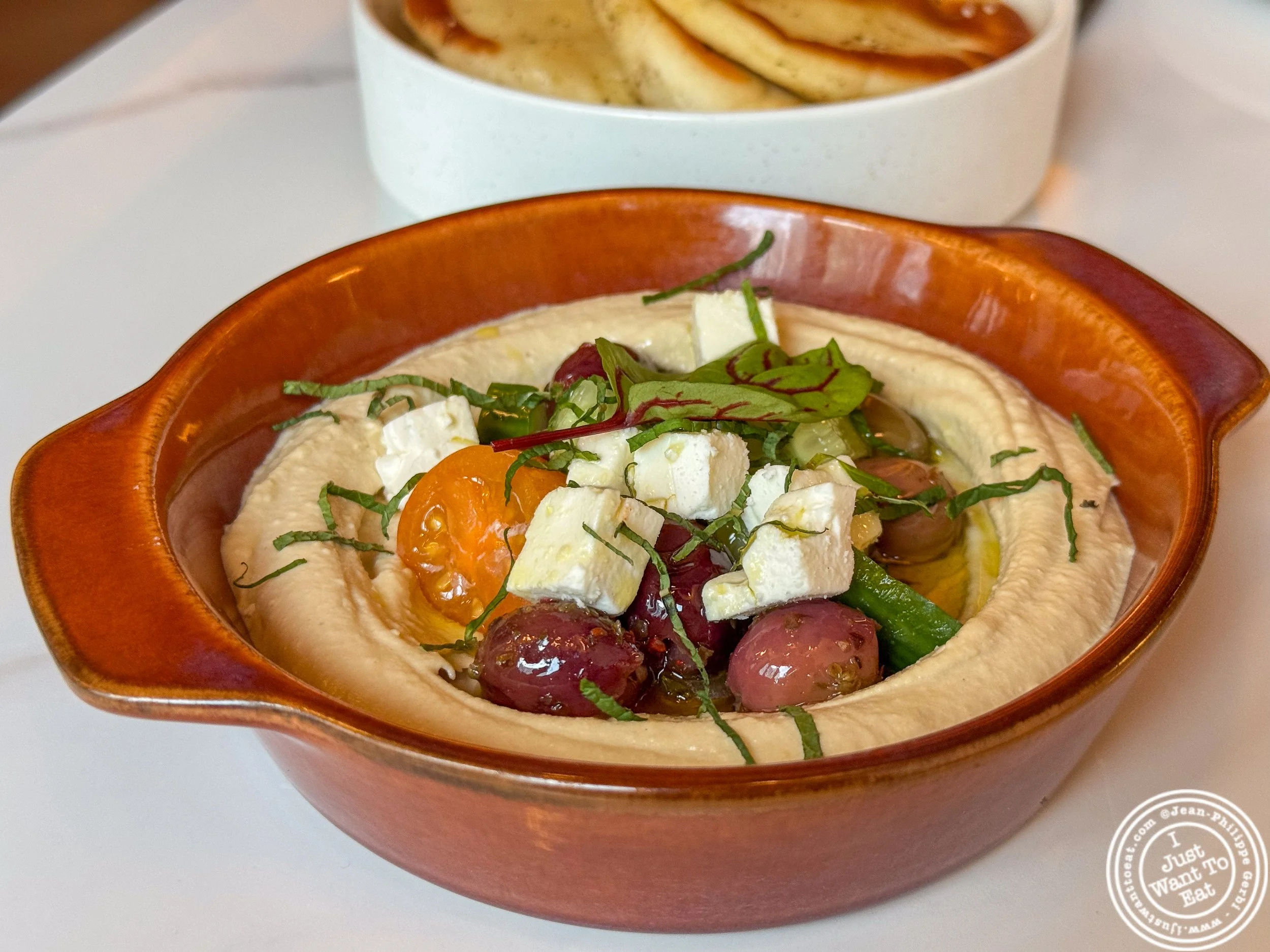 Mediterranean hummus at Solaz Mediterranean Cuisine, in Jersey City