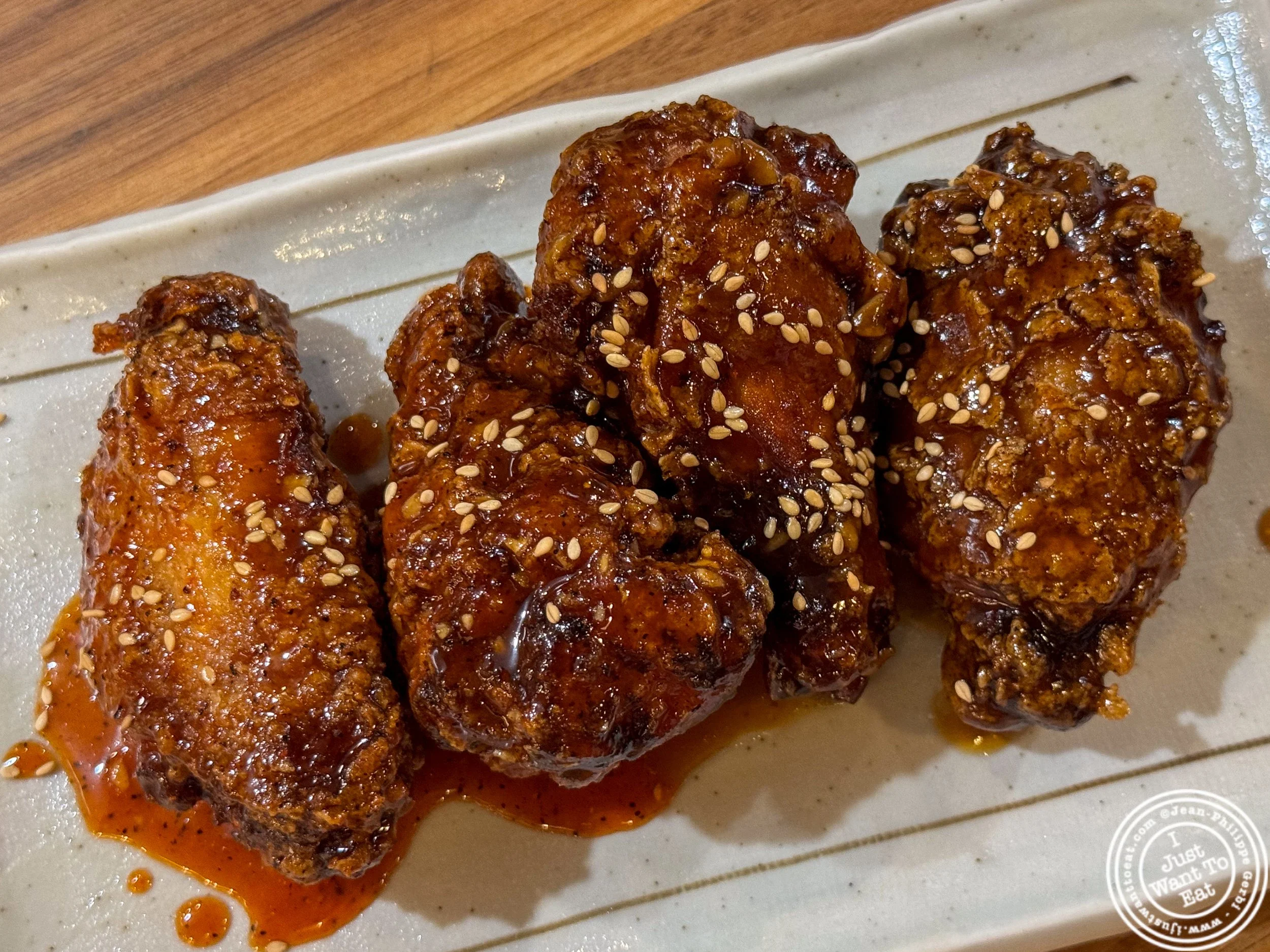 Chicken wings at Mokbar, Korean restaurant in Chelsea Market, NYC