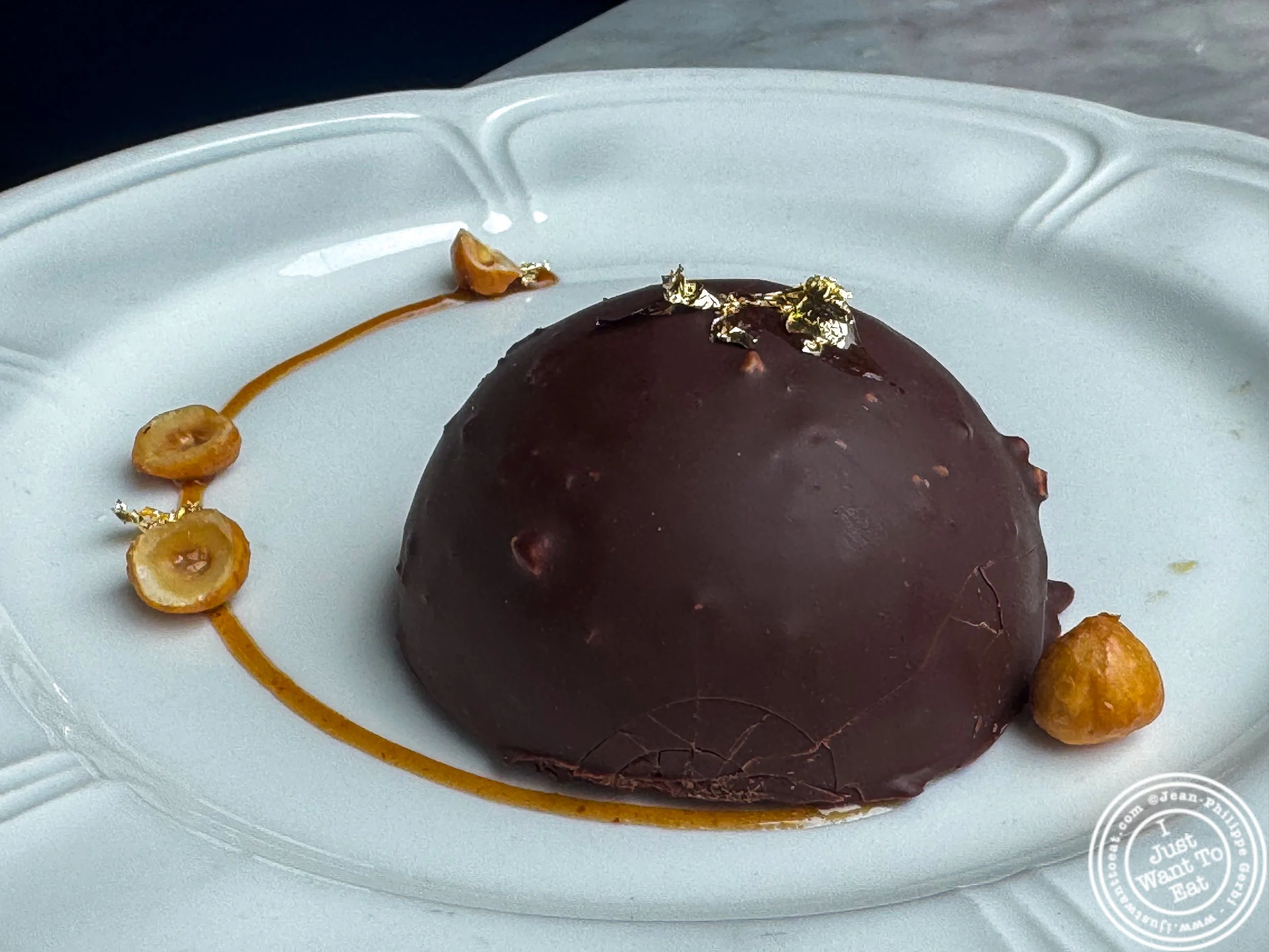 Chocolate hazelnut dome at Willow Vegan Bistro in NYC