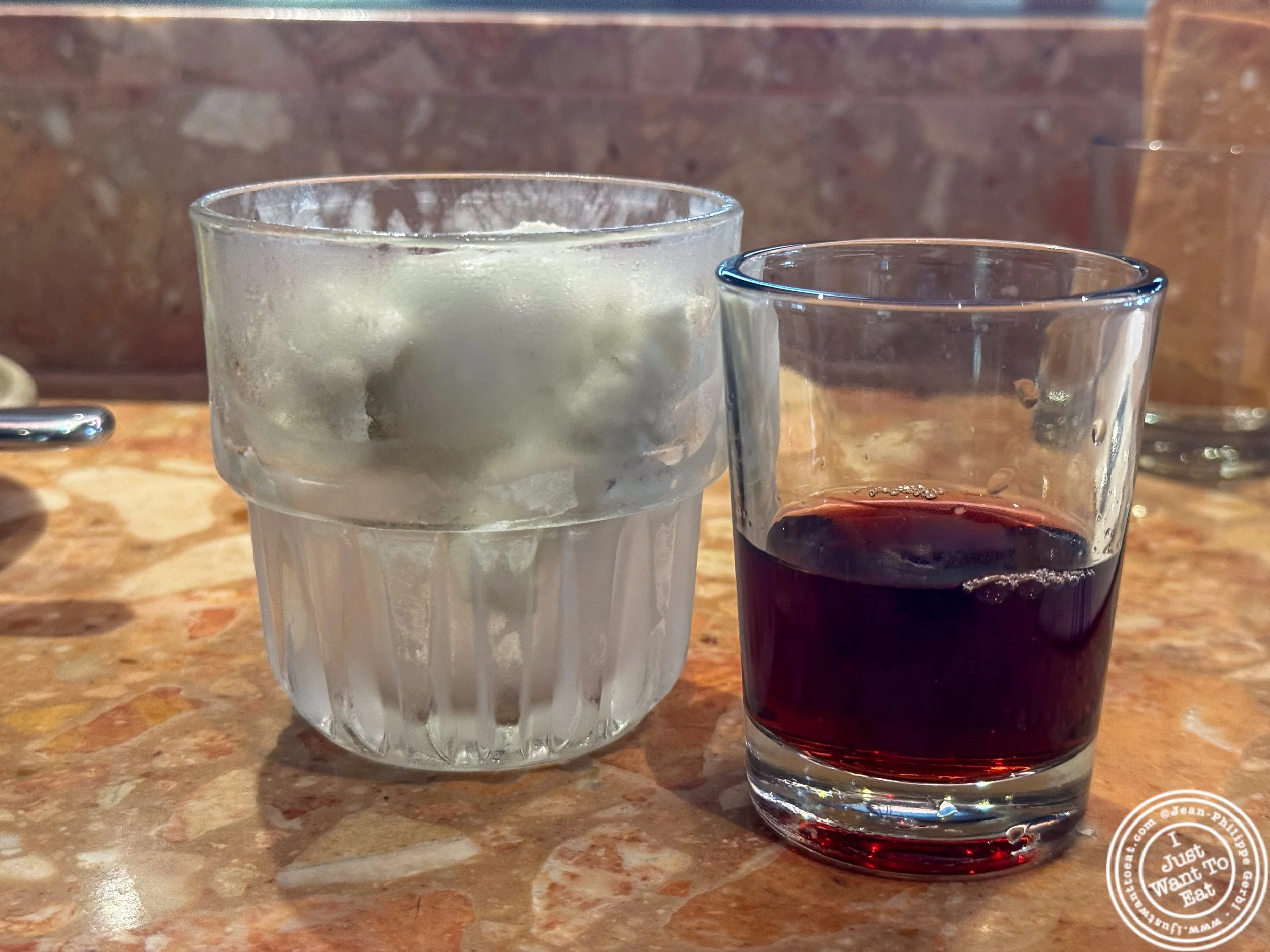 Blue cheese and port affogato at Pick & Cheese in Shaver Hall, NYC