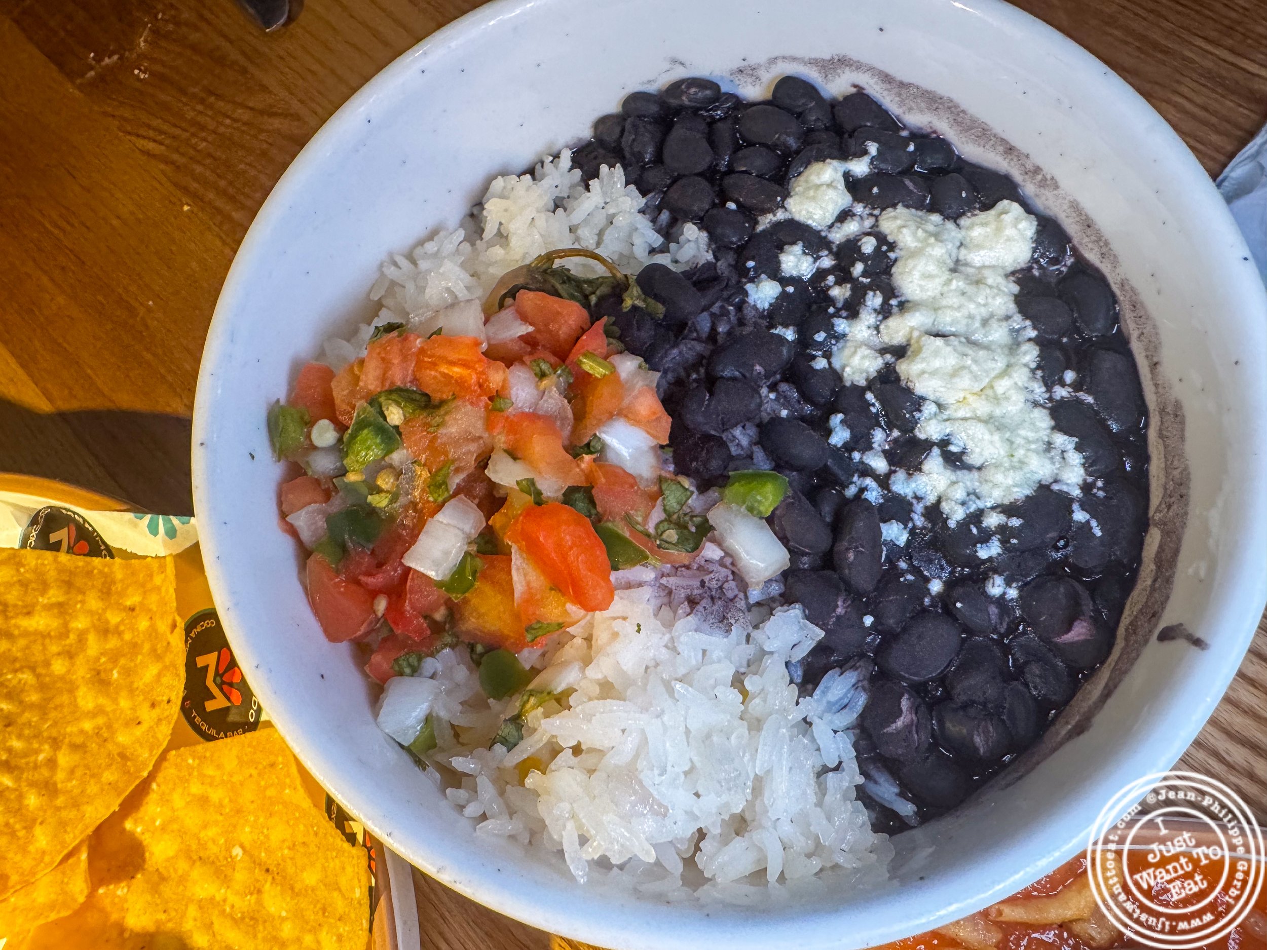 Rice and beans at Meximodo in Jersey City, NJ