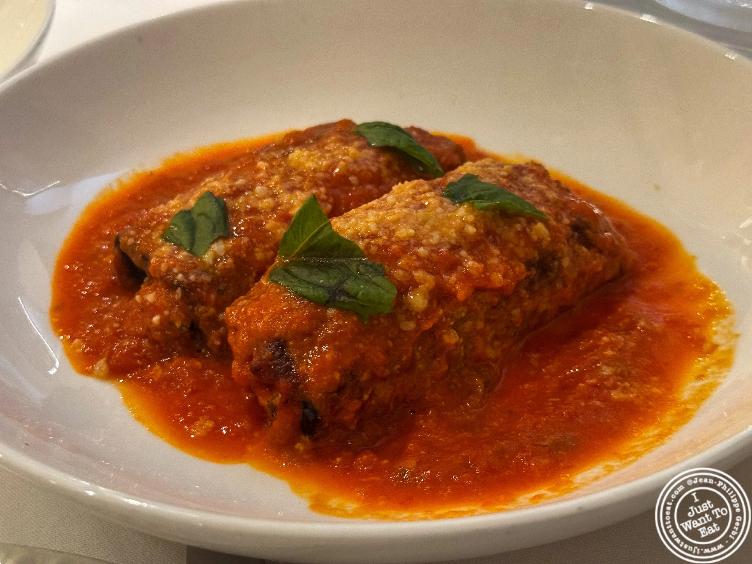 Eggplant rollatini at Ramerino Italian Prime in NYC, NY