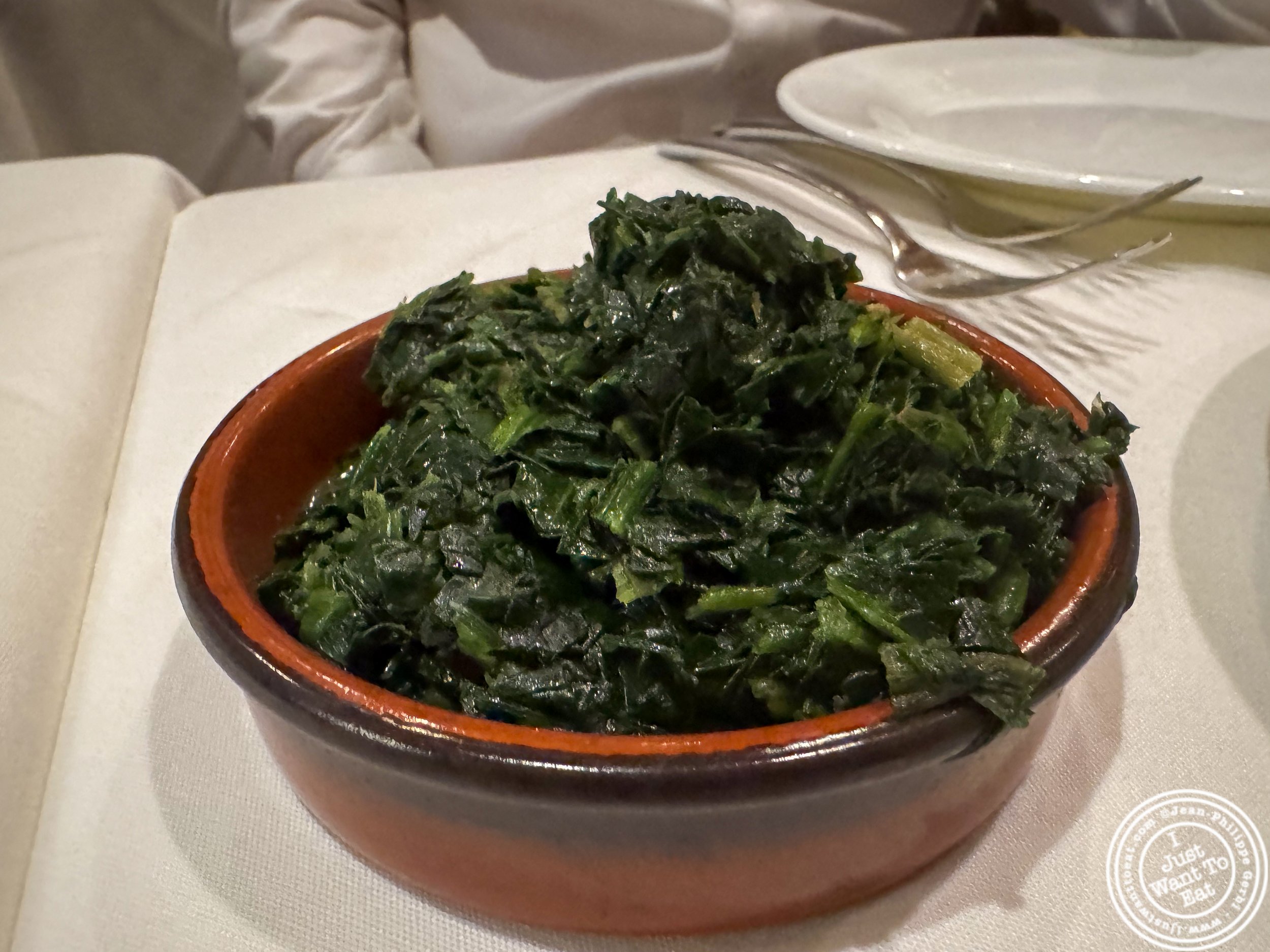 Spinach at La Brochette Steakhouse in NYC, NY