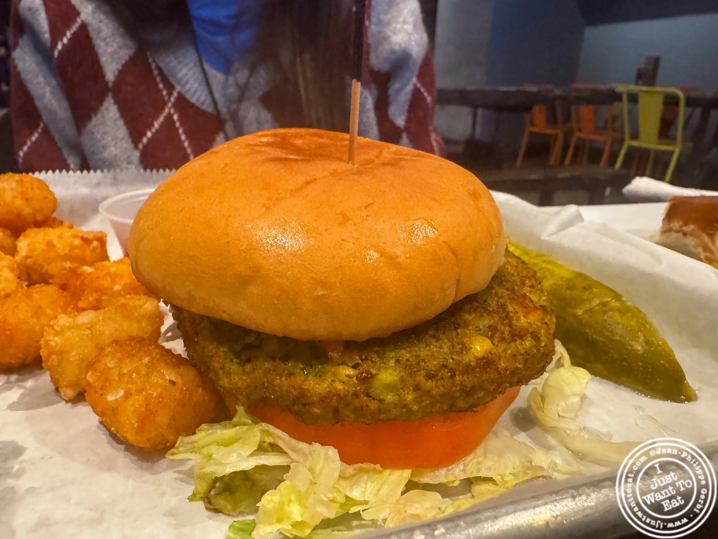 Veggie cheeseburger at Clinton Hall 36 in New York, NY