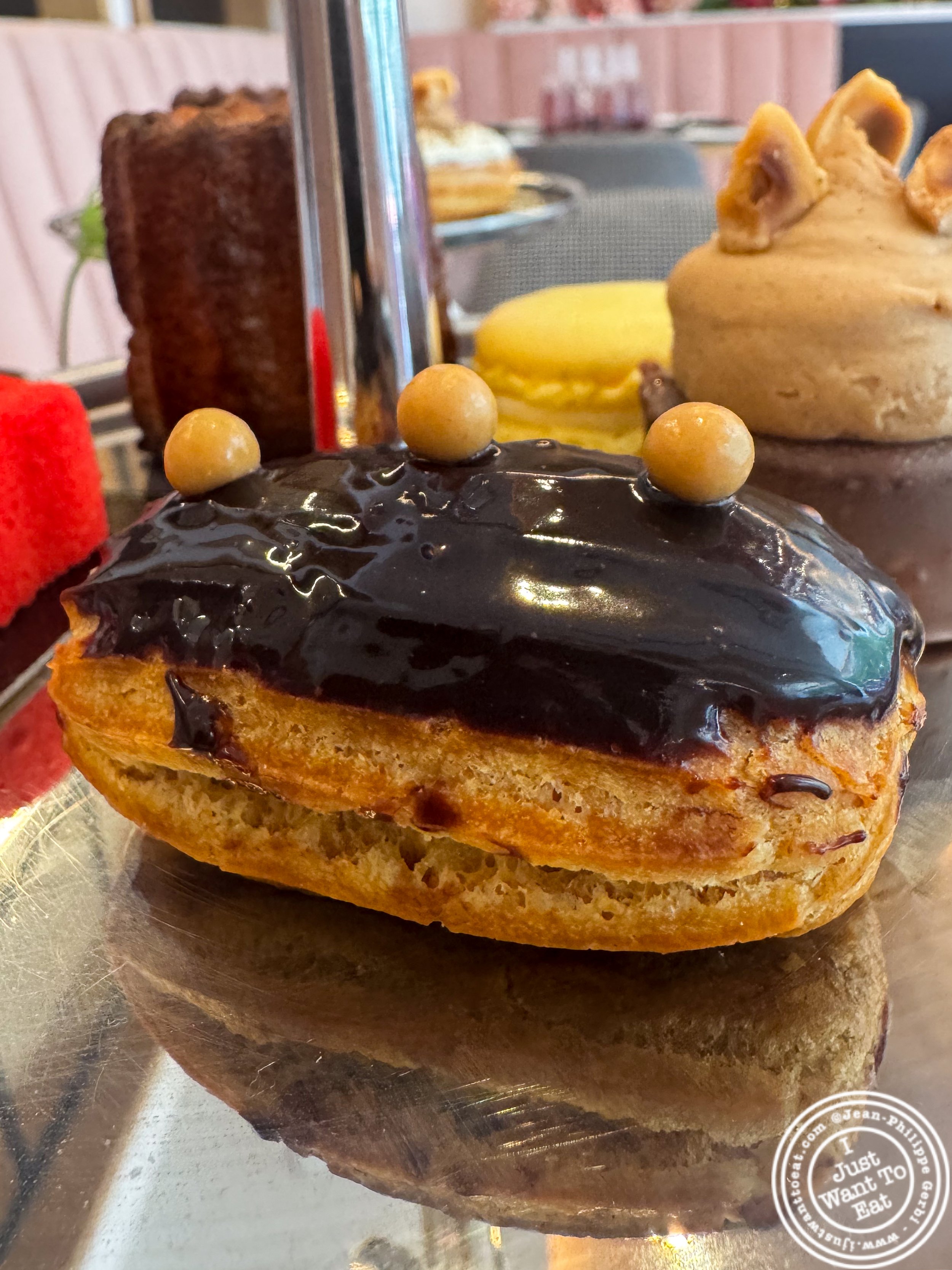Chocolate eclair at Fauchon Bryant Park in NYC, NY