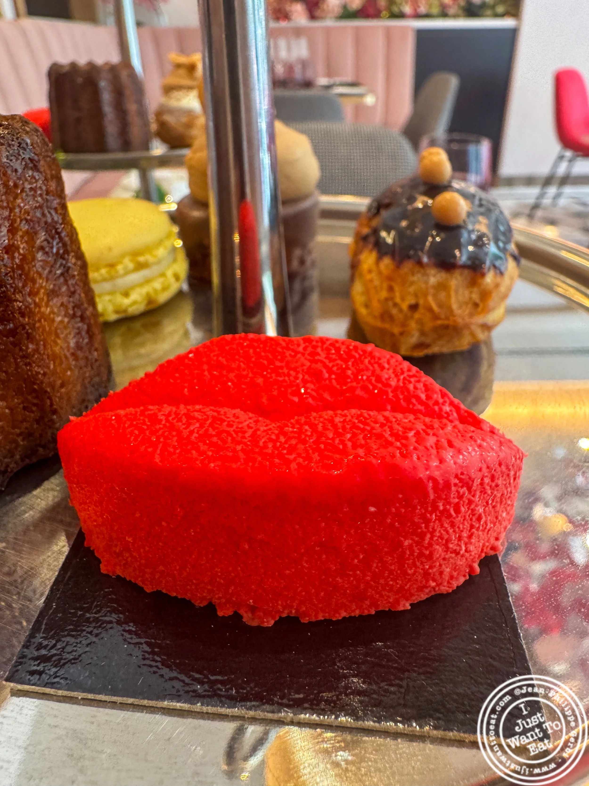 Bisou Bisou signature pastry at Fauchon Bryant Park in NYC, NY