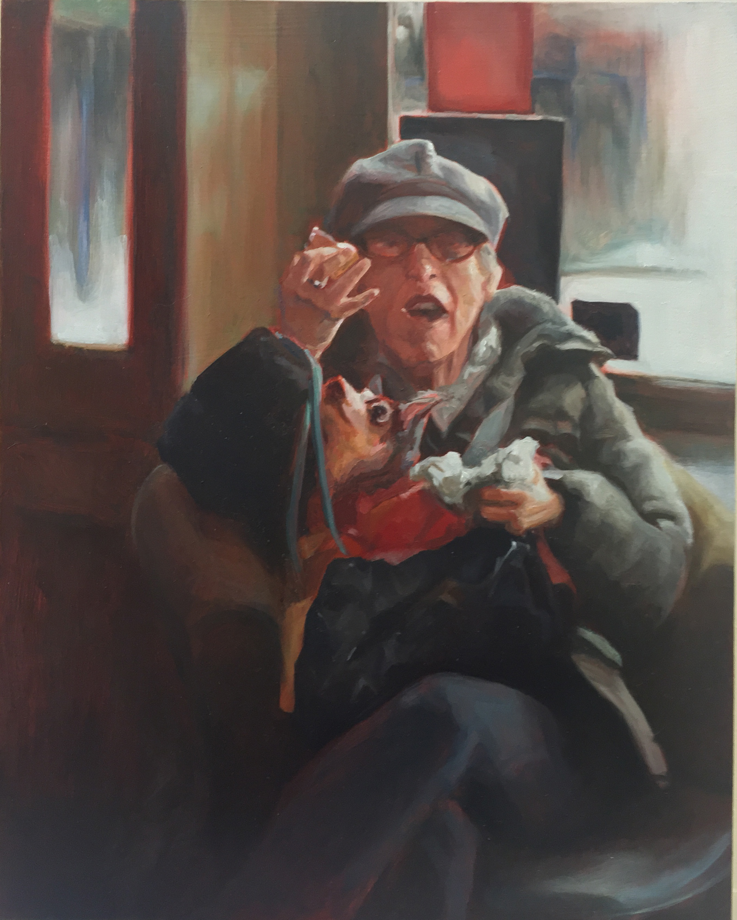 Yelling Woman with Dog