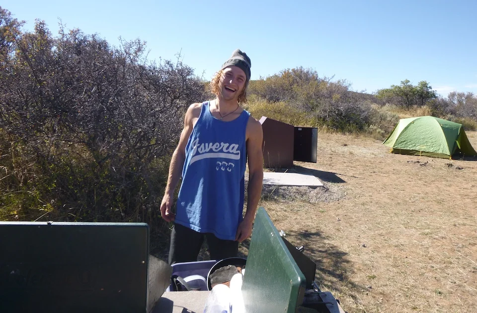 Jack Cody, still smiling, hours after scraping our way out of the canyon by headlamp.