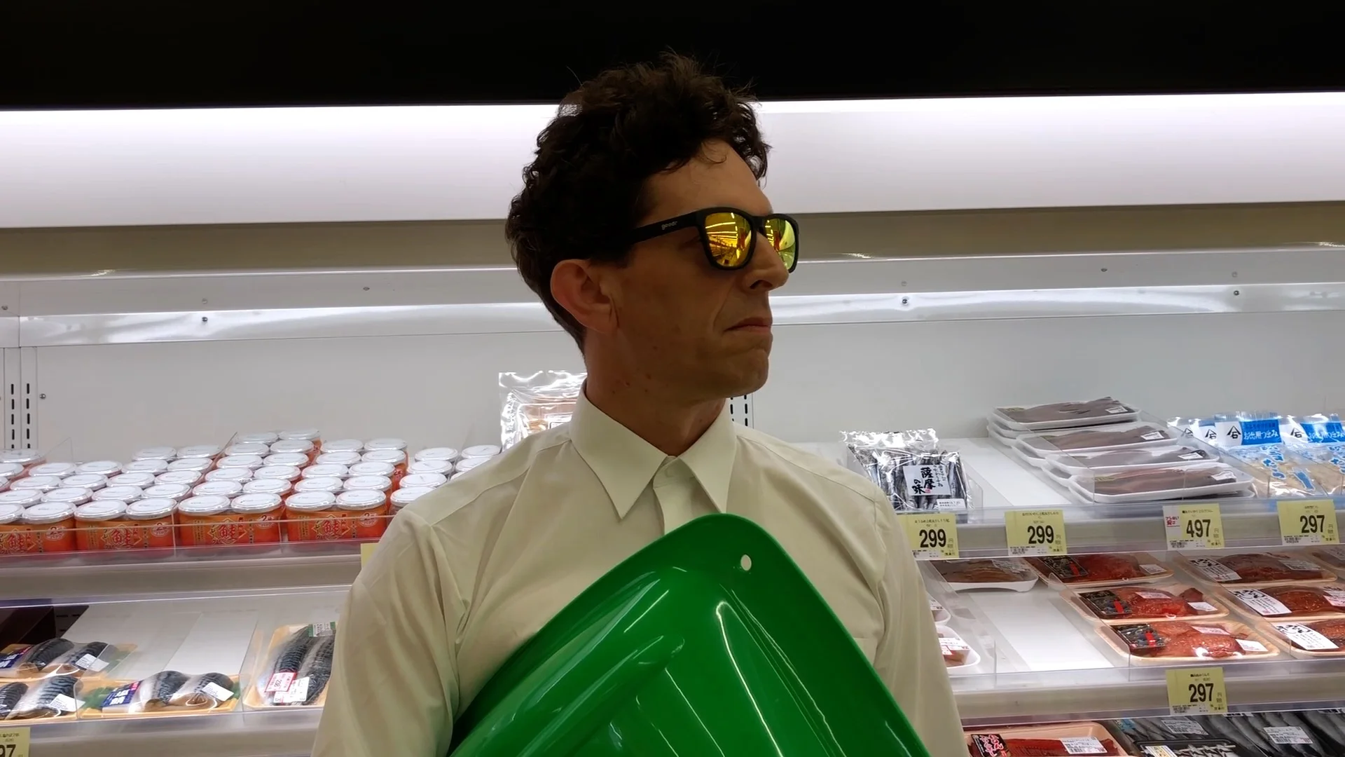 One of several film grabs from the original Green Sled Dream supermarket video made in Japan this summer.