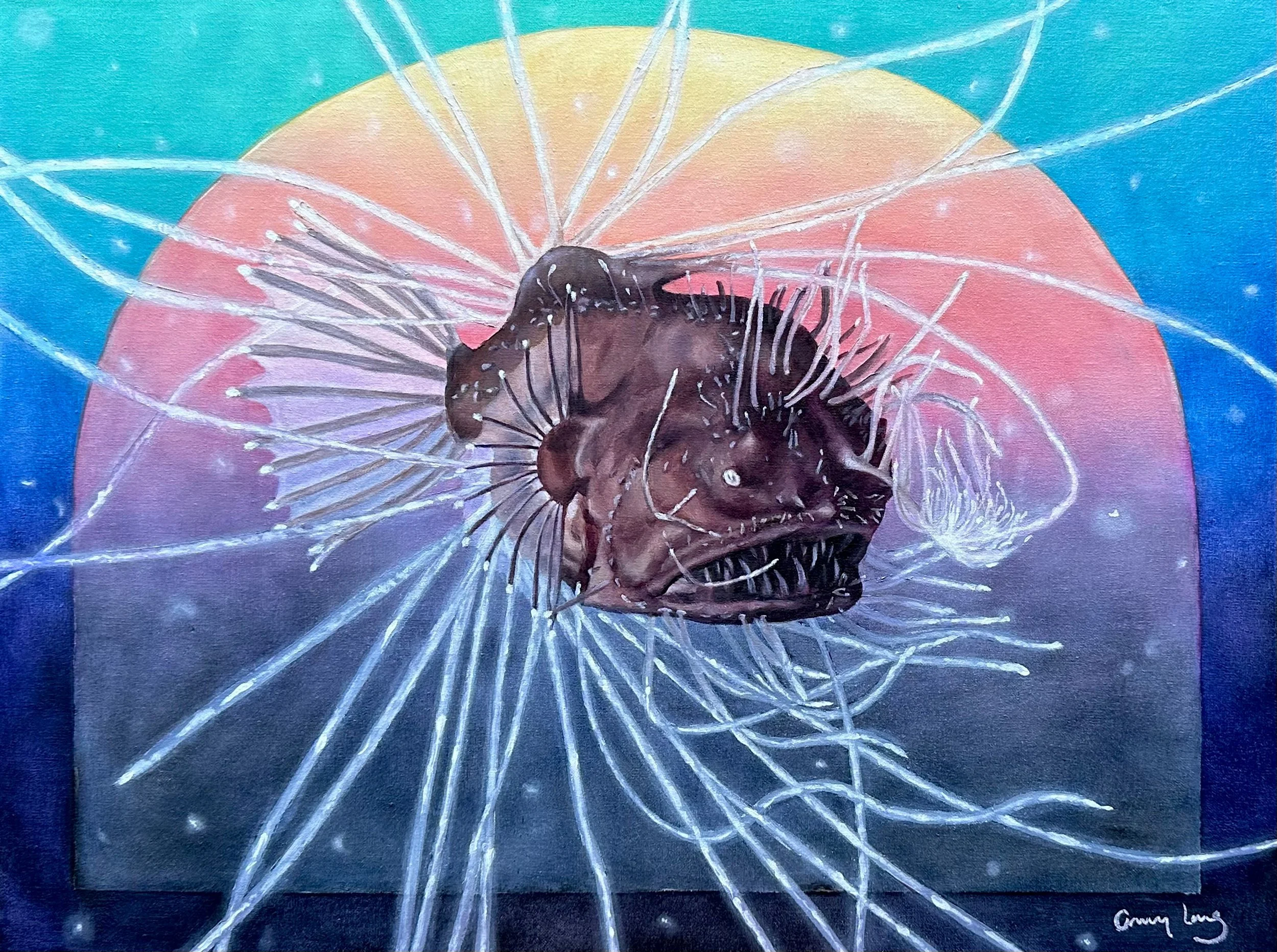 Archetype of the Wild Unknown (Fanfin Seadevil Anglerfish), Oil on canvas, 12 x 16"