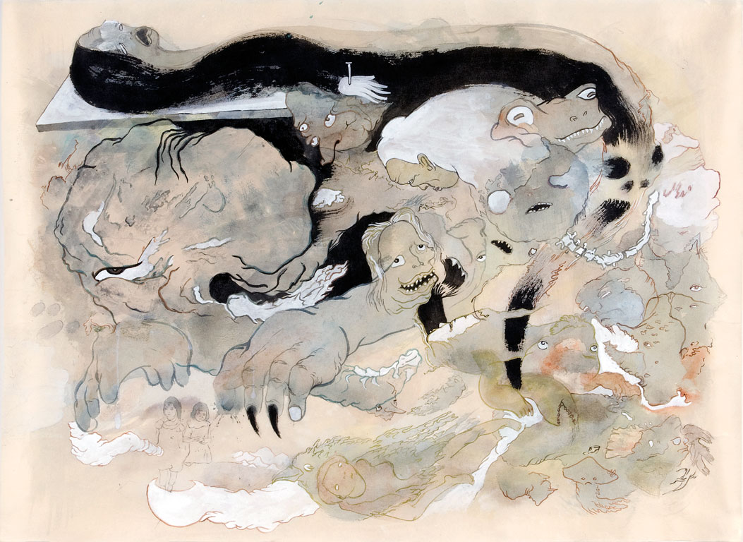 Cumulus Dark , 2008, 18.5" x 25", ink and paint pigments on mulberry paper