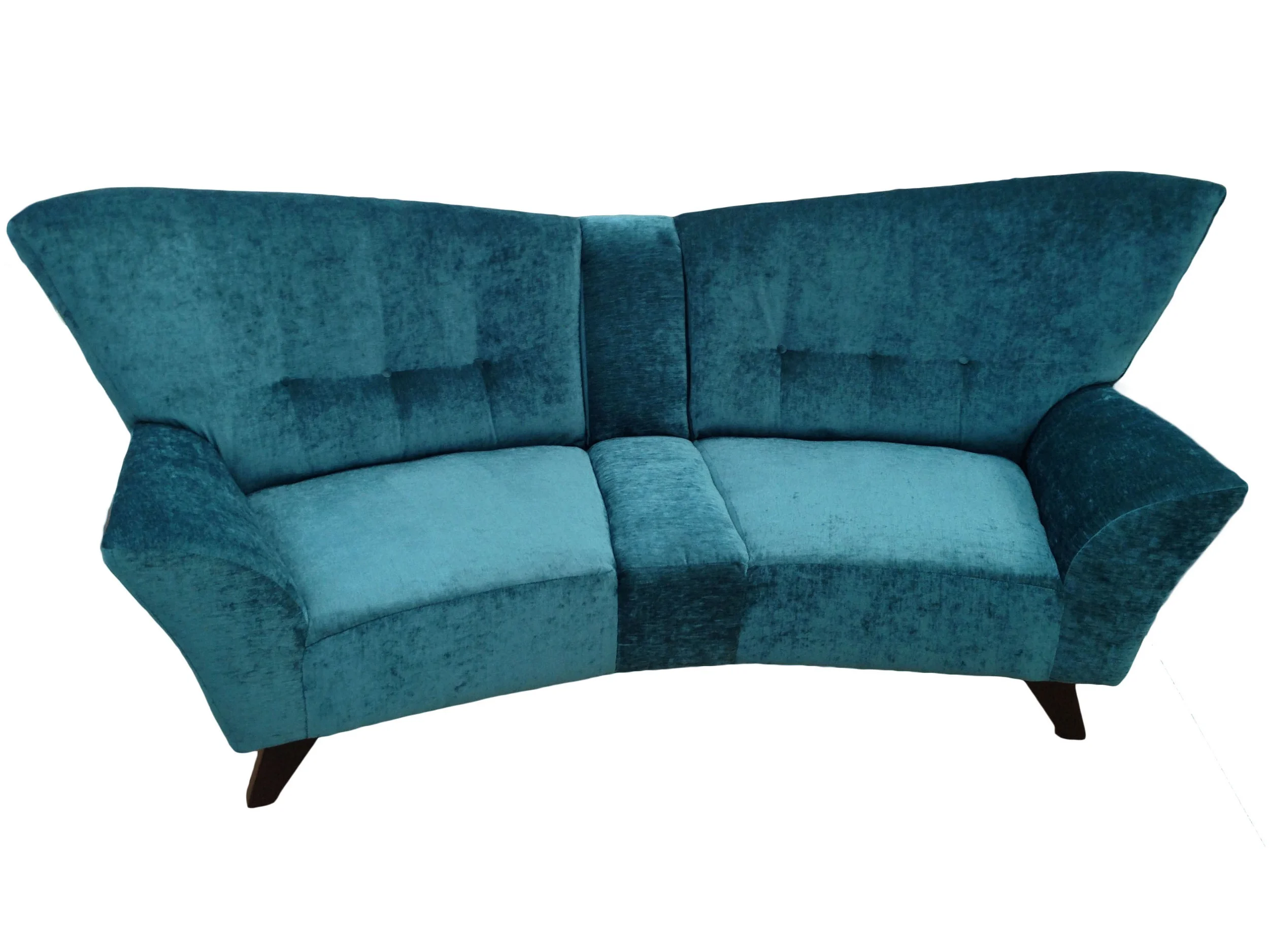 Art Deco Sofa in Turquoise Faux Velvet.jpg