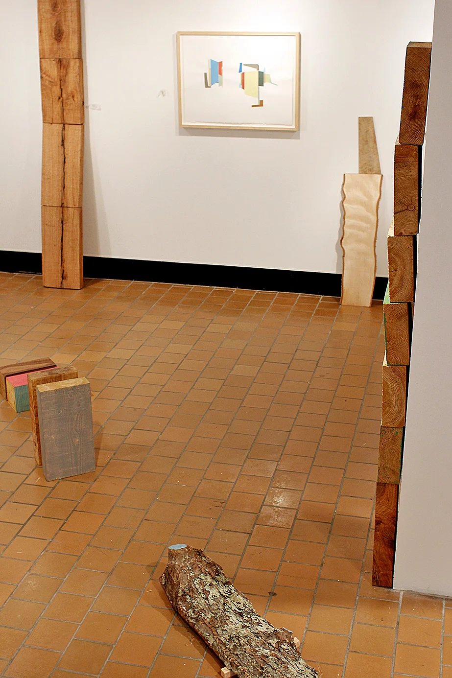 Gallery view of Installations and collage at "This is the Way Step Inside" at the Dolce Valvo Arts Center, Niagra County Community College.
