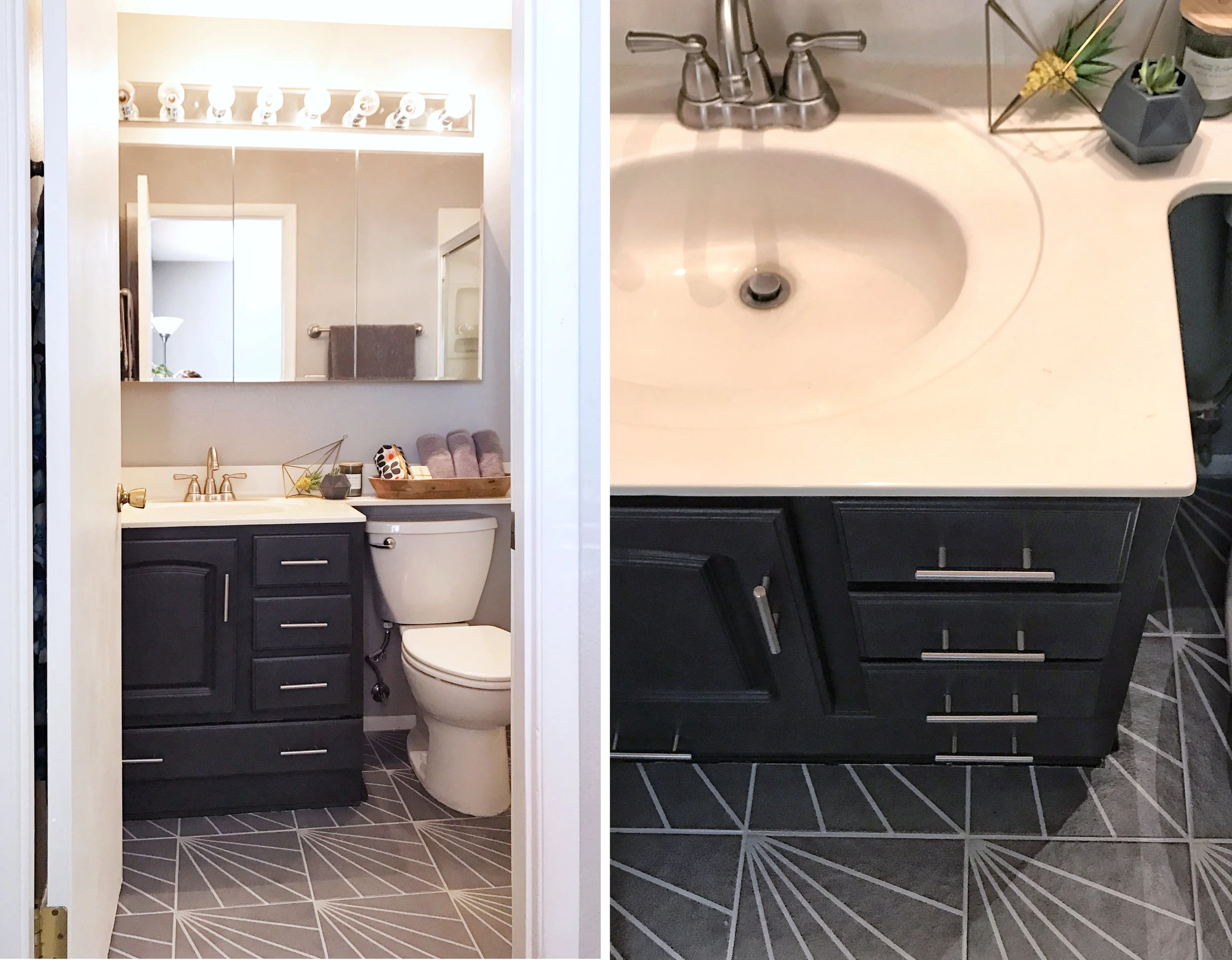 DIY FAUX CEMENT TILE WITH CHALK PAINT: MASTER BATH MAKEOVER: 