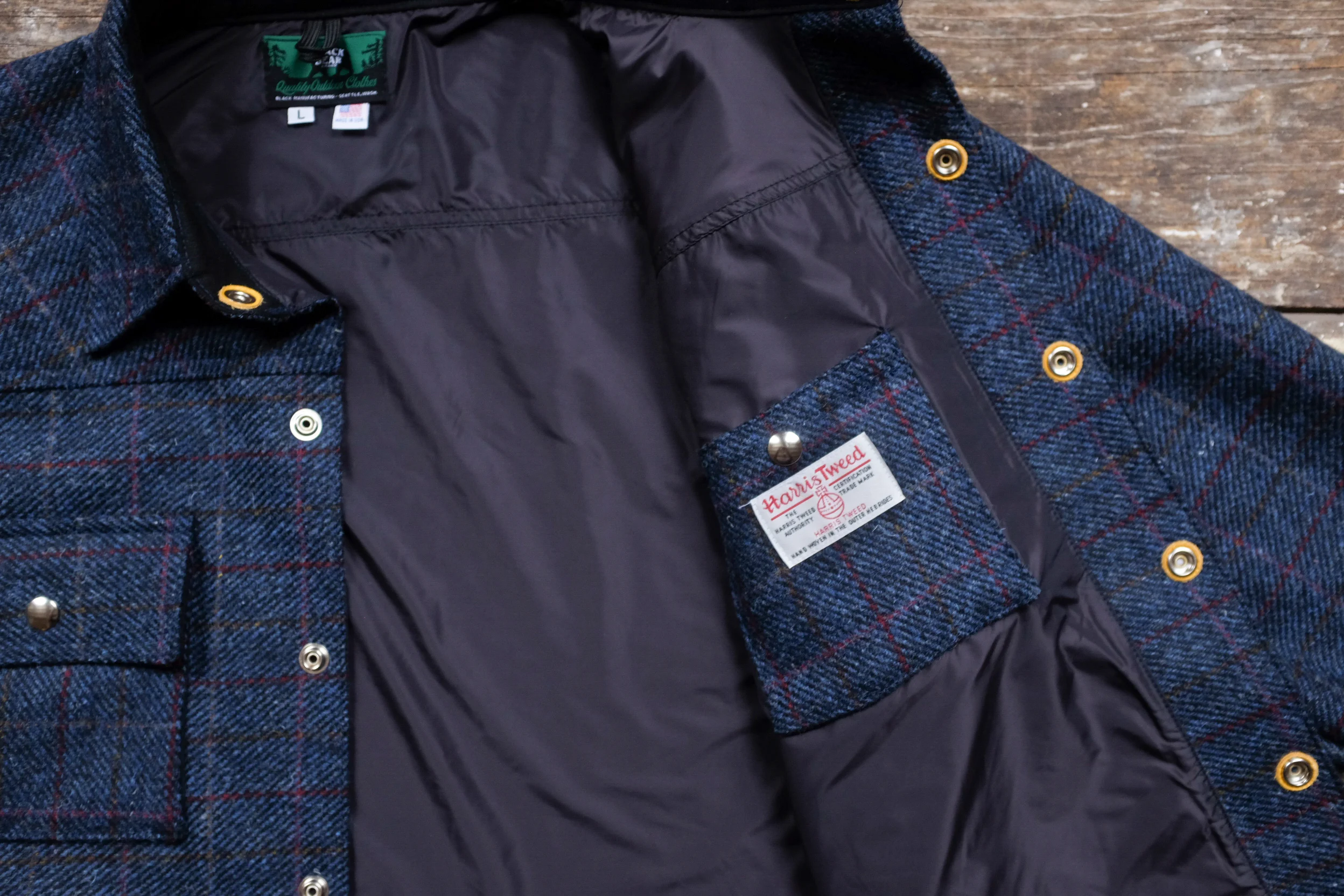 Black Bear Brand Navy Harris Tweed Shirt Jacket