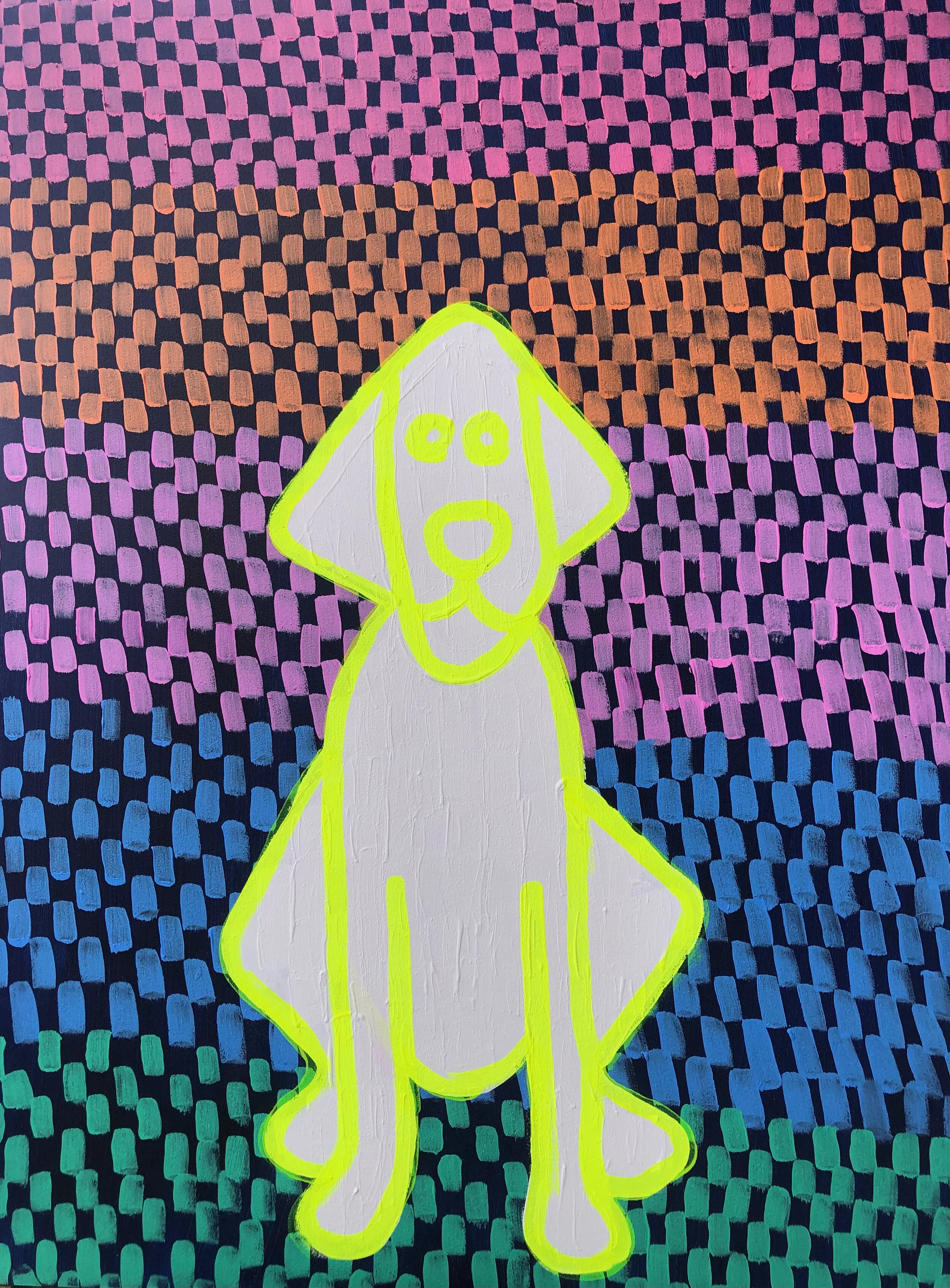 "Sit", 24" x 18", acrylic and gouache on board, 2021