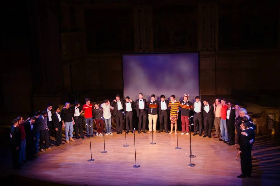 Still, 75 years later, every member of the Nassoons learns exactly the same arrangement of Perfidia that the founders sang in their first ever performance in 1941. Here's a picture of current members and alumni singing it together at the end of Yale Jam 2014.