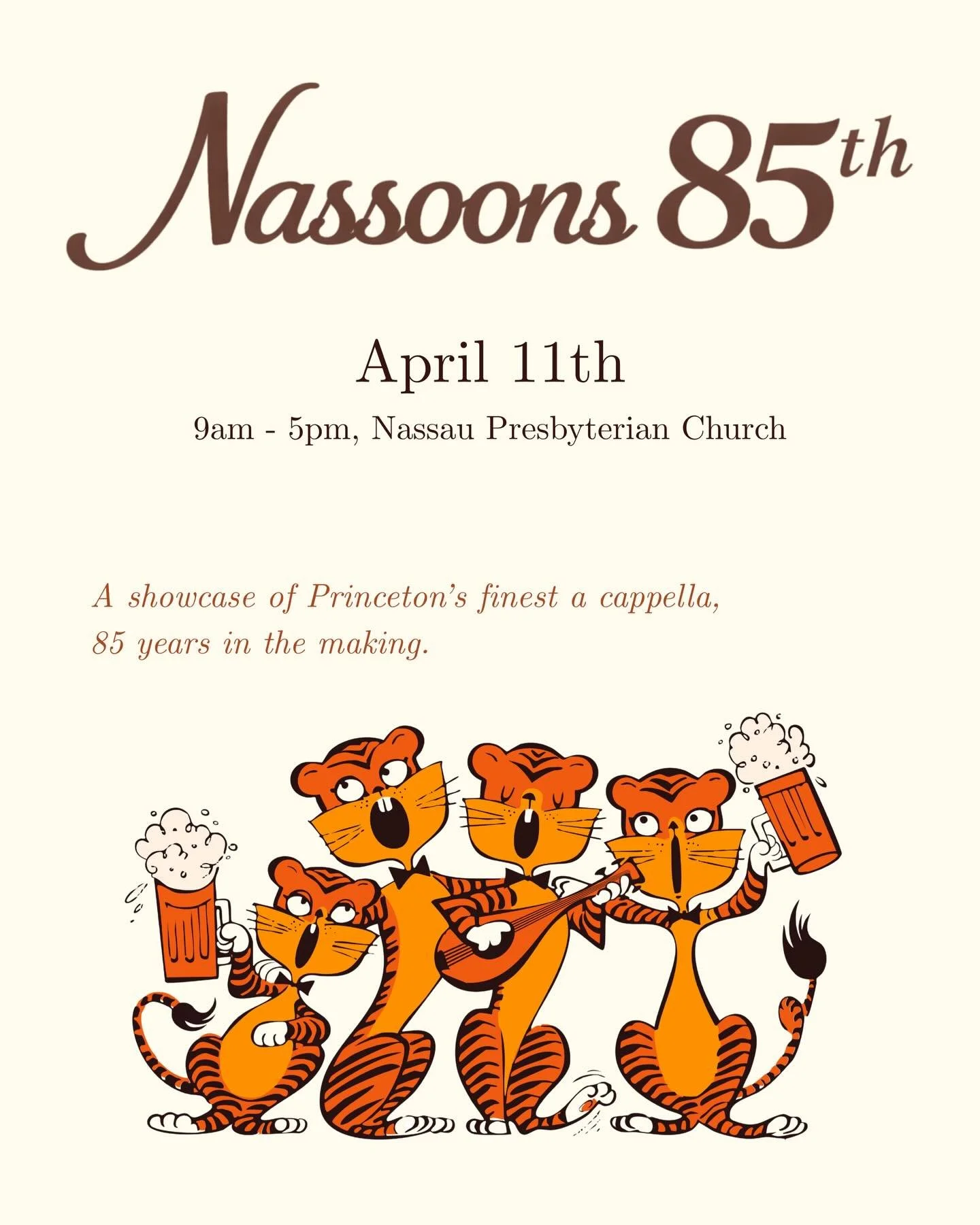 The Nassoons are just one week away from our 85th Anniversary Reunion! We&rsquo;re so excited to welcome hundreds of alumni back to Old Nassau next weekend to celebrate one of Princeton&rsquo;s most cherished a cappella traditions. Join us for perfor