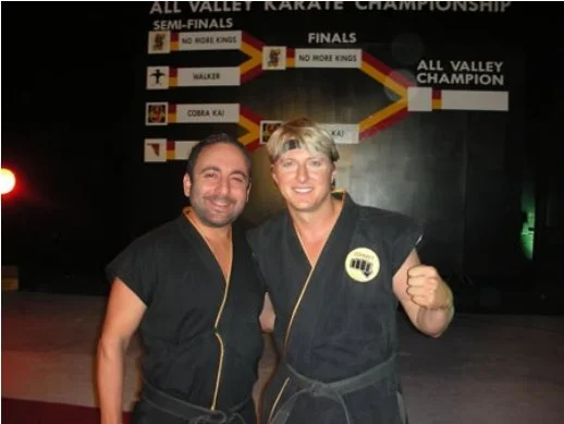  Sayyad and Billy Zadka posing at the Kicks for Dictionaries charity event in West Hollywood, a karate event that helps raise money to get books in schools. 