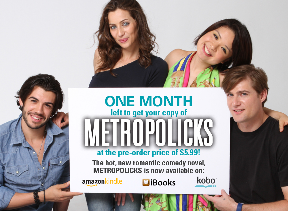 Metropolicks book cover models: Davide Filippini , Tina Telalyan, Gabby Jiayin She , Ryan DaWalt Photo credit: Maggie Law Graphic design: Emily Chen