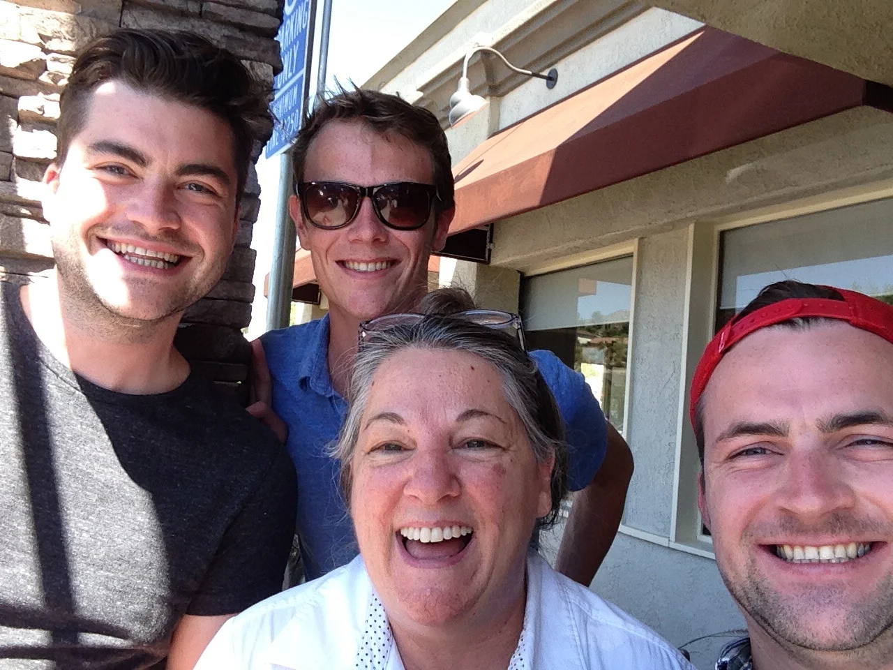 Linda, the most enthusiastic woman in the world, outside In-N-Out