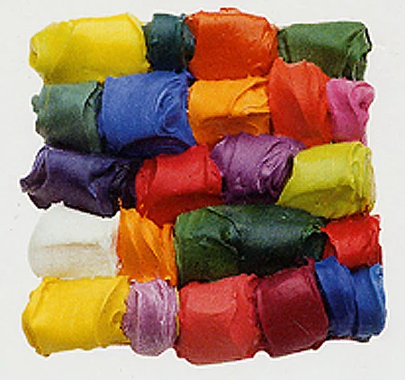 "Roll 4 Yellow" 1995: acrylic on canvas, 18.5 x 18.5 x 6cm