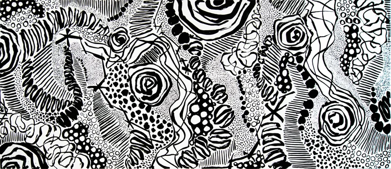 "Time's Reveal" 2015: Indian ink on paper 152 x 366cm