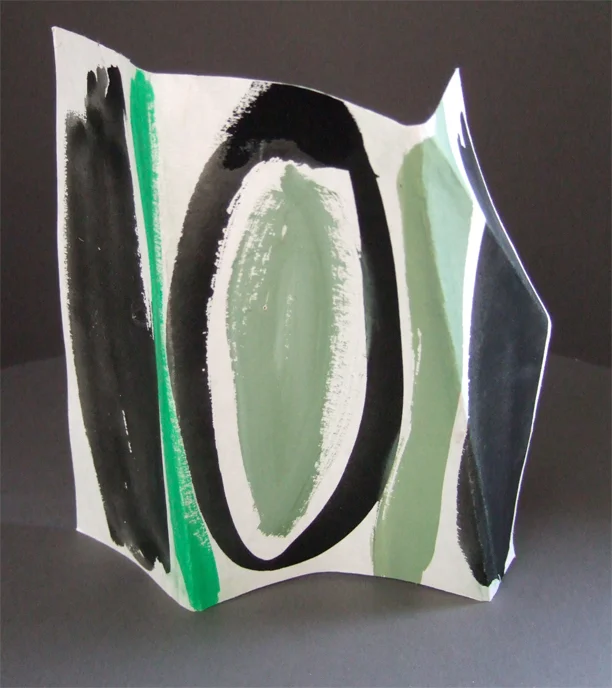 "Green black" 2010: acrylic on folded paper, 30cm high
