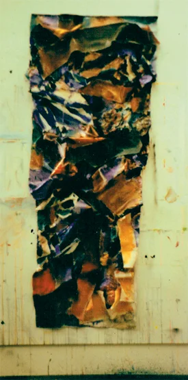 "Burnish" 1992: acrylic , mixed media and canvas collage on canvas 180 x 70 x 10cm
