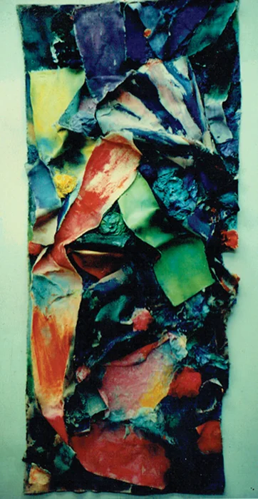 " Greco-Fauve" 1992: acrylic , mixed media and canvas collage on canvas 180 x 75 x 10cm