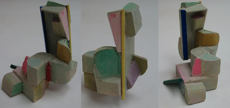 "Swivel" 2010: painted wood, 21 x 15 x 15cm