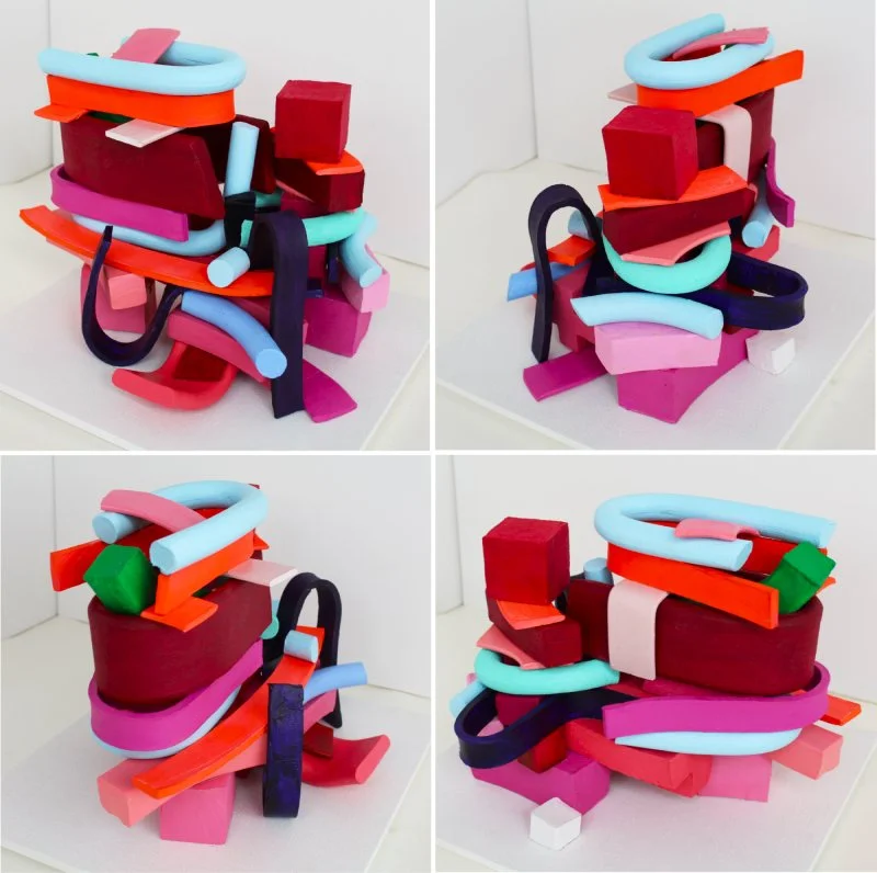 Stand and Deliver, stoneware ceramic with cold finish acrylic, 2025: 29.5cm x 40cm x 36cm (Weight 11.5kg)
