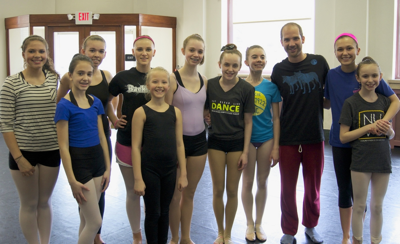 Tal Adler-Arieli with members of the Huntingdon Dance Academy.