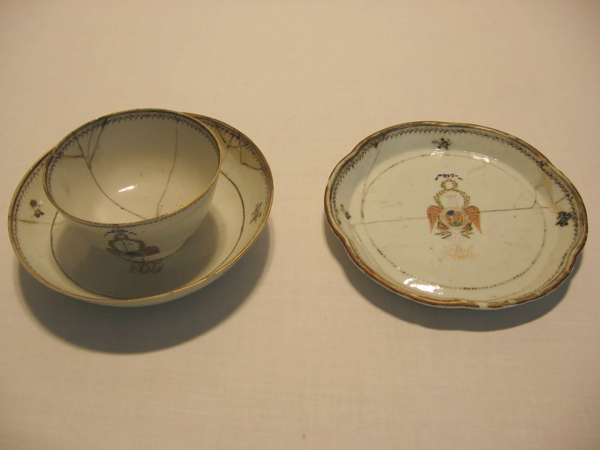 This tea set belonged to Hannah Dane Sargent's great-grandfather, Major General Benjamin Lincoln. Hannah Dane Sargent married Bishop Frederic Dan Huntington. The set can be found in the 1771 Kitchen at the Porter-Phelps-Huntington Museum. 