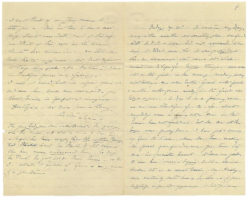 Susan’s letter to Ellen Bullfinch, 1864.