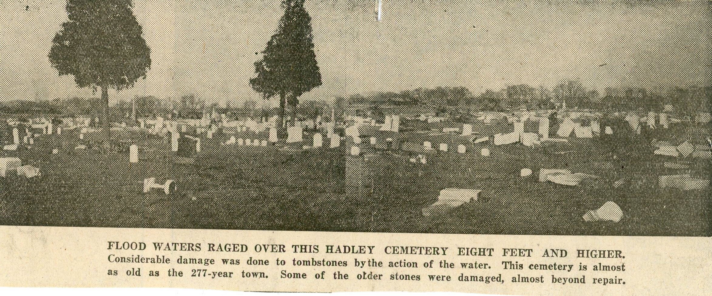 The local newspaper on the Hadley cemetery in the wake of the flood