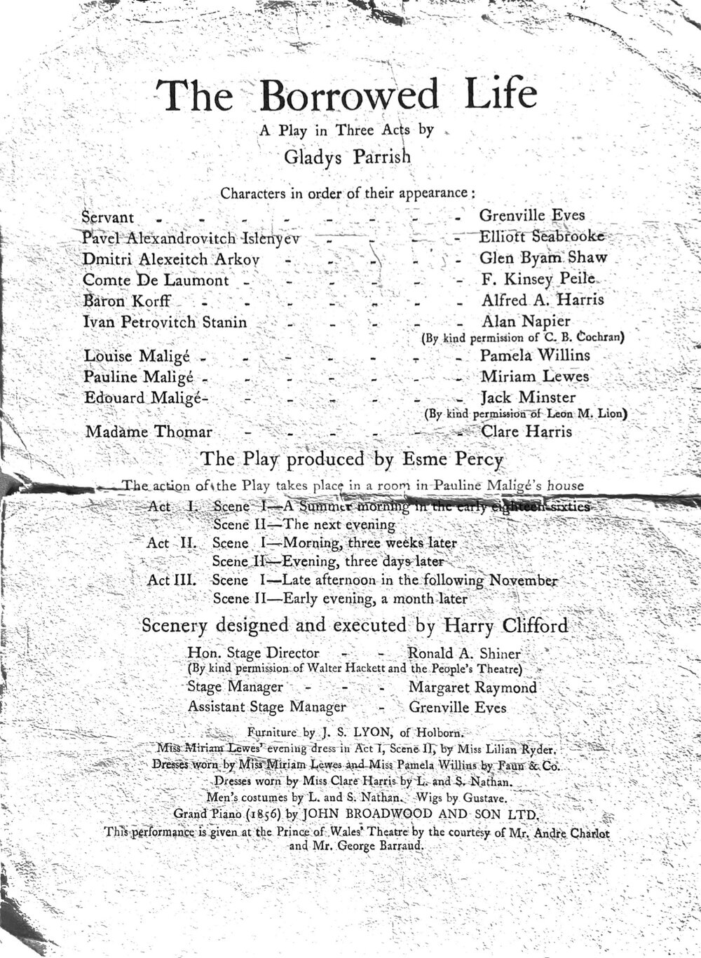 Page 2 of the Playbill for "The Borrowed Life"