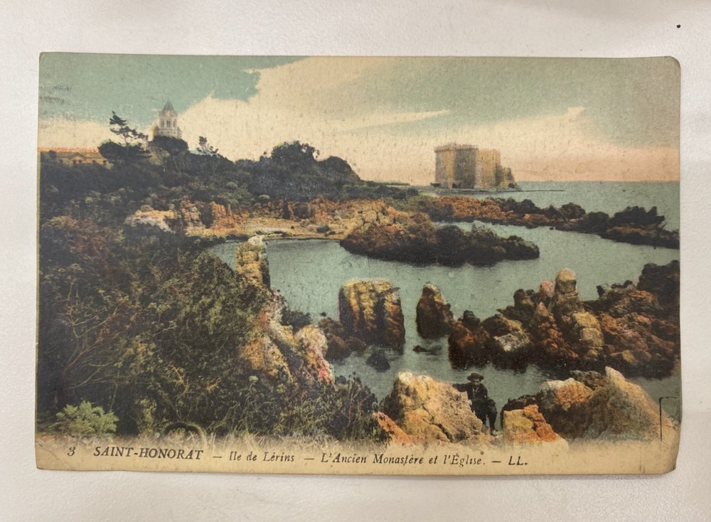 Blank postcard from Saint-Honorat, an island off the southern coast of France