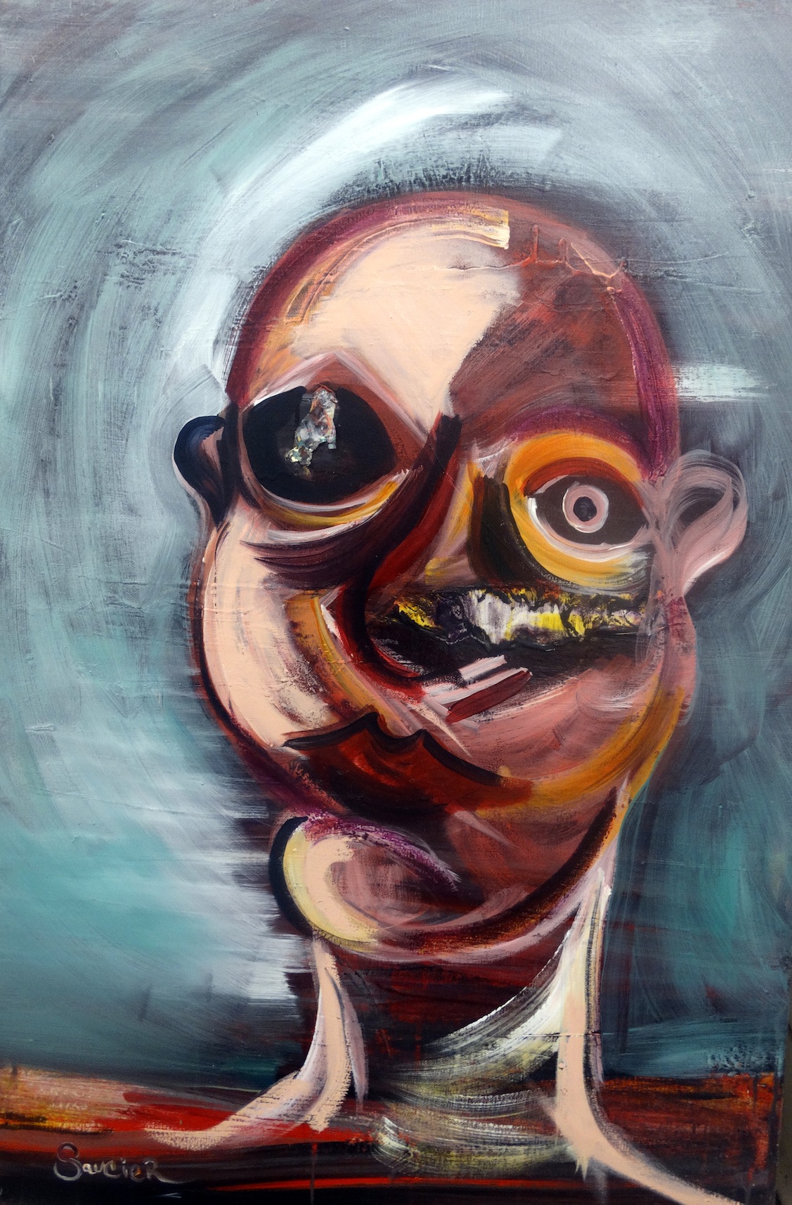 Clean Shave, Mixed Media on Canvas, 3'x2', 2016