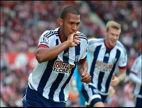 Salomón Rondón celebra el gol de la victoria (Fotografía: West Bromwich Albion FC)