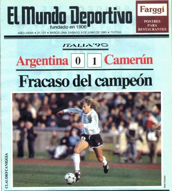 Portada de 'El Mundo Deportivo' del 9 de junio de 1990