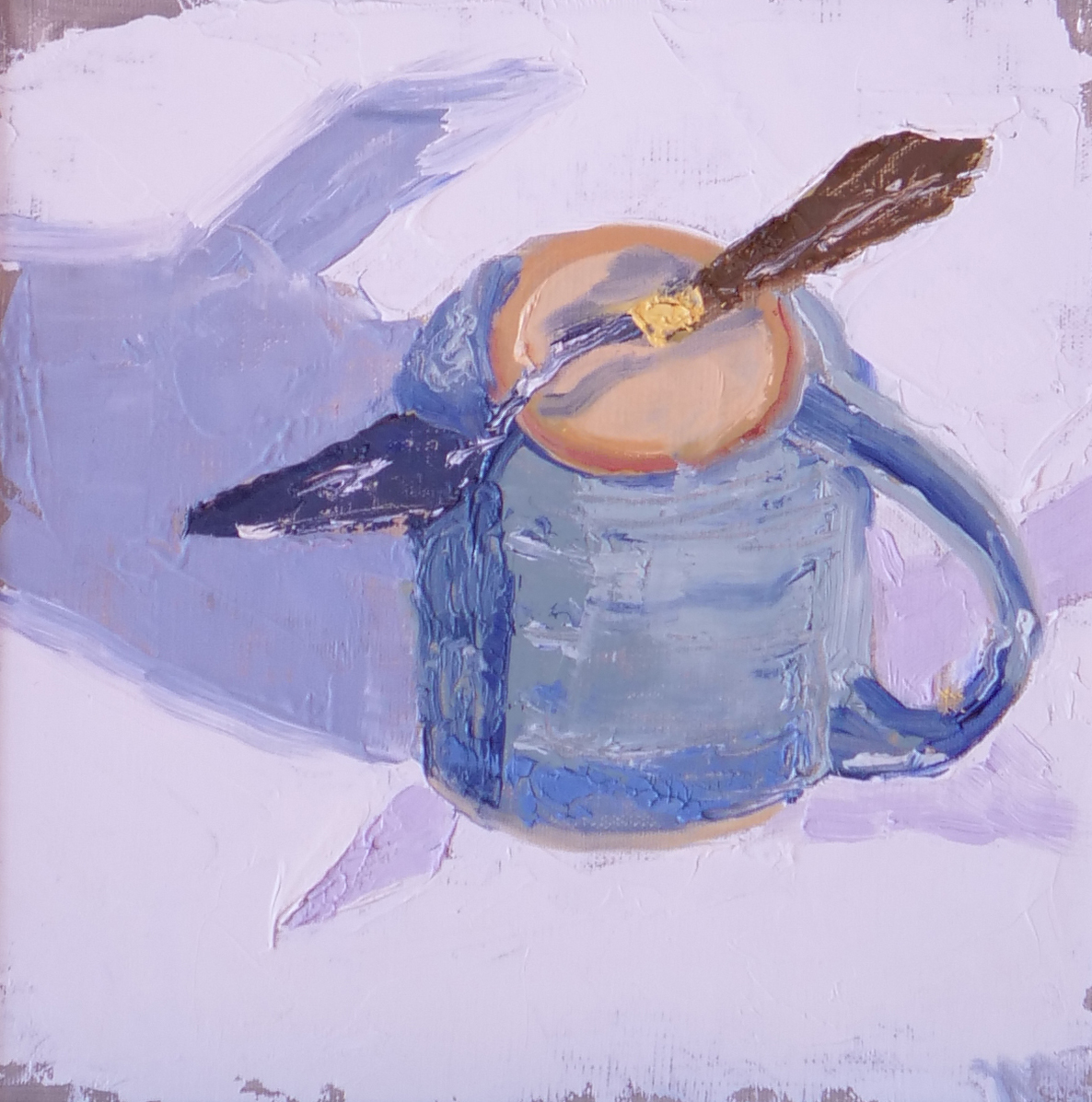 Palette Knife on upside down, oil on linen board (8"x8")