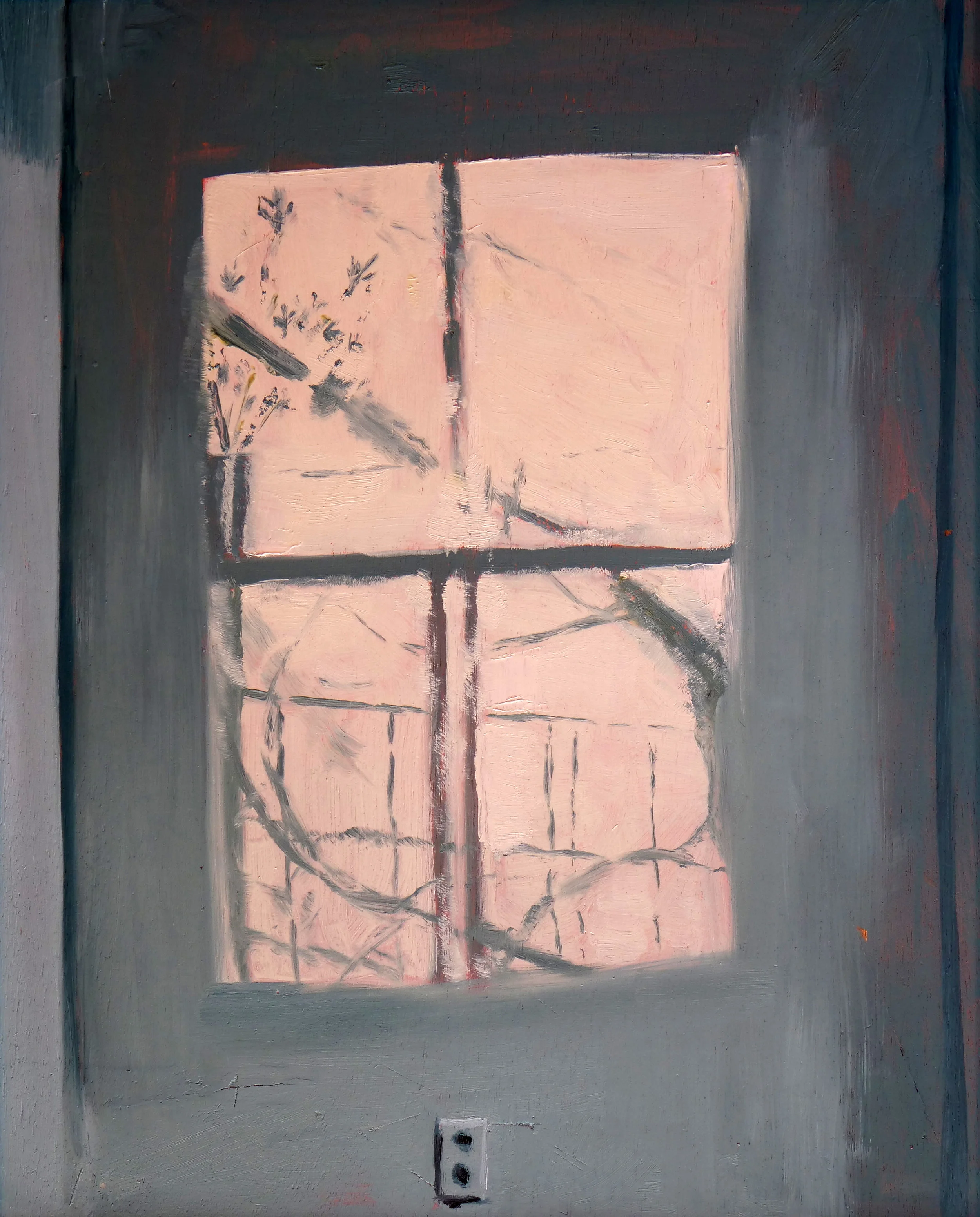 Shadows on wall from window, oil on wood board (18"x22.5")