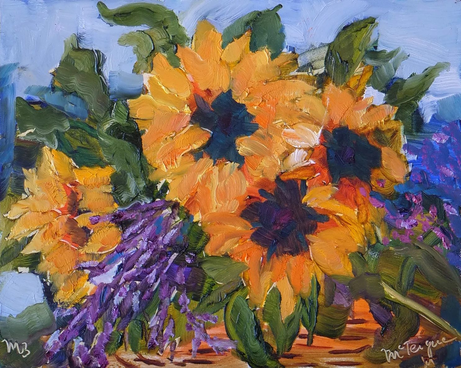 Sunflowers, oil on masonite (8"x10")