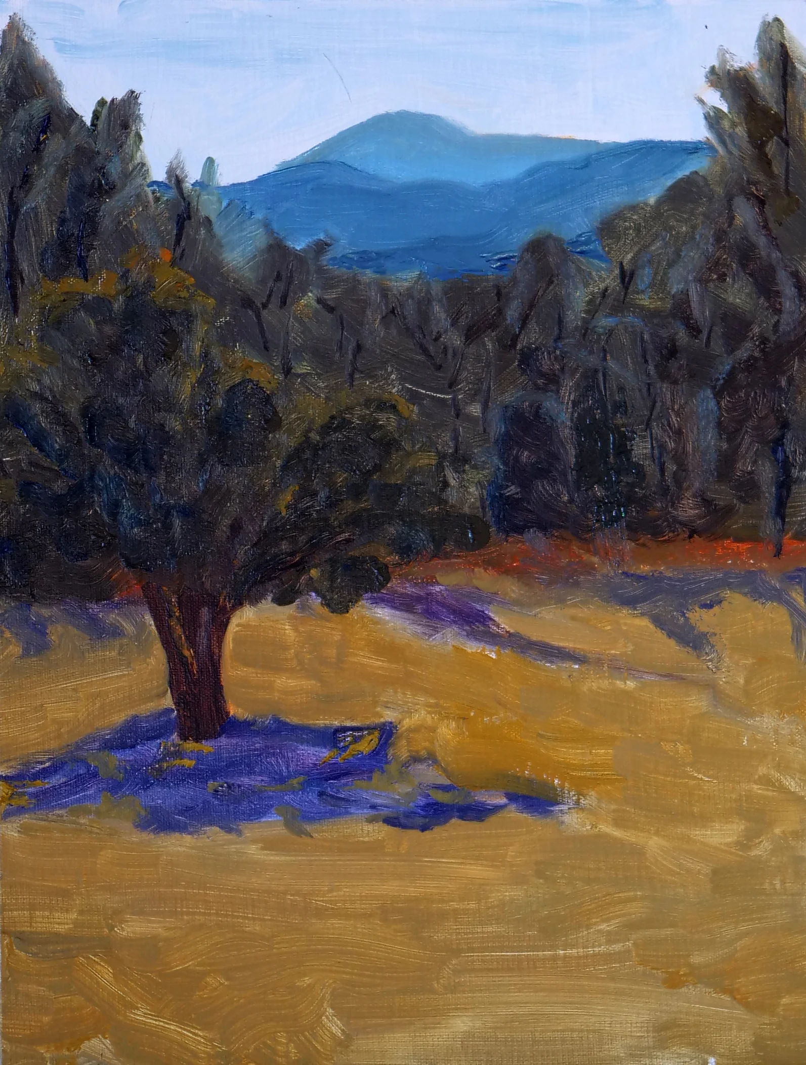 View from Weightleigh formal dinning room, oil on linen panel (9"x12")