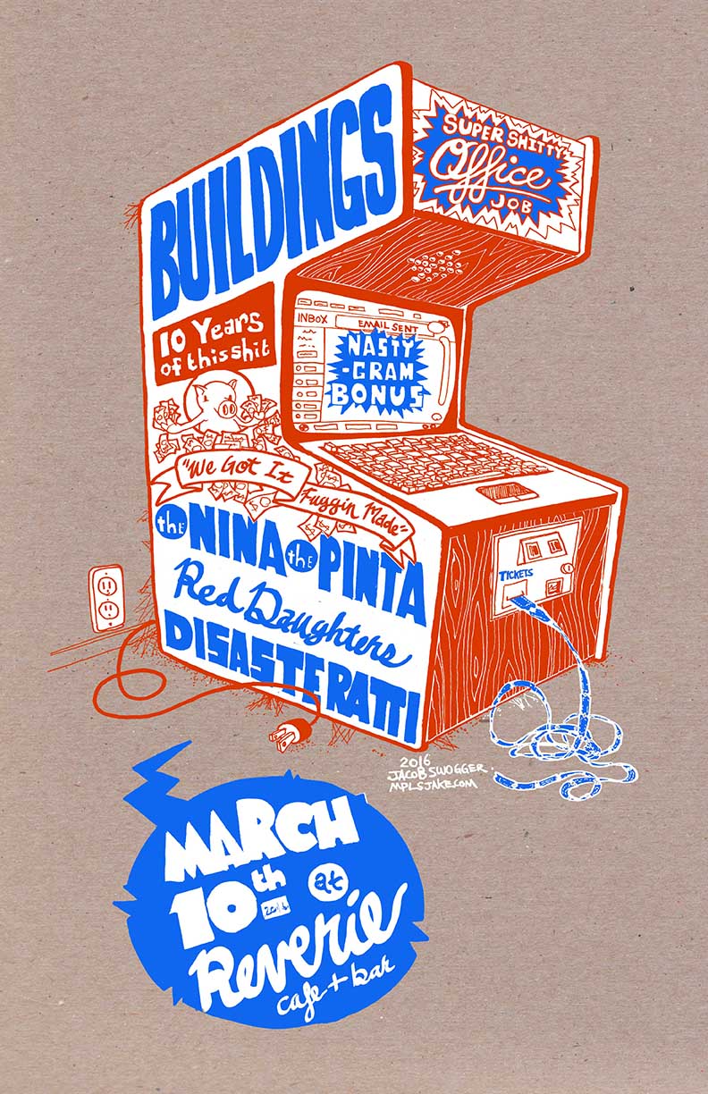 Buildings 10 year anniversary show poster