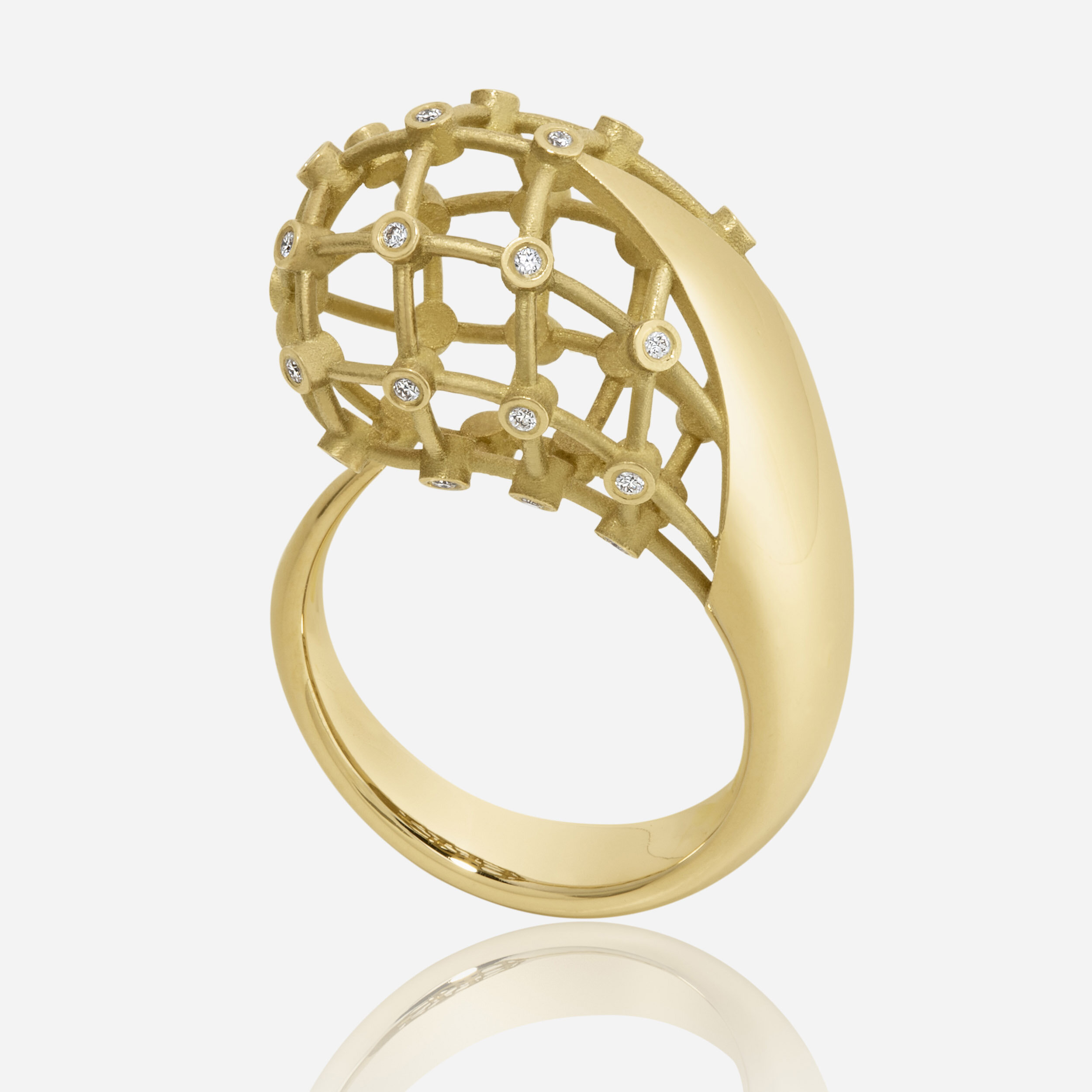 Caged Claw Gold Cocktail Ring