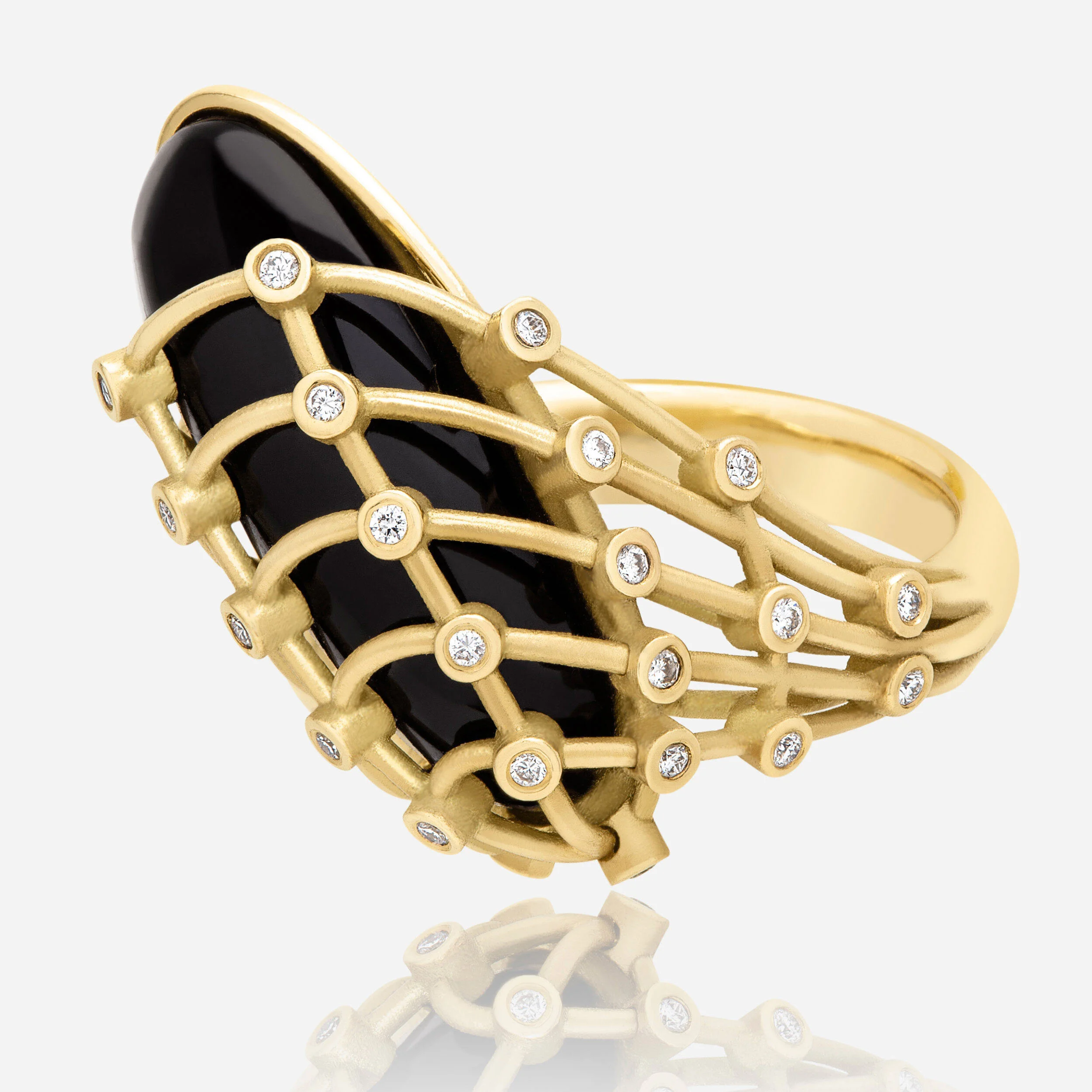 Caged Black Jade Ring