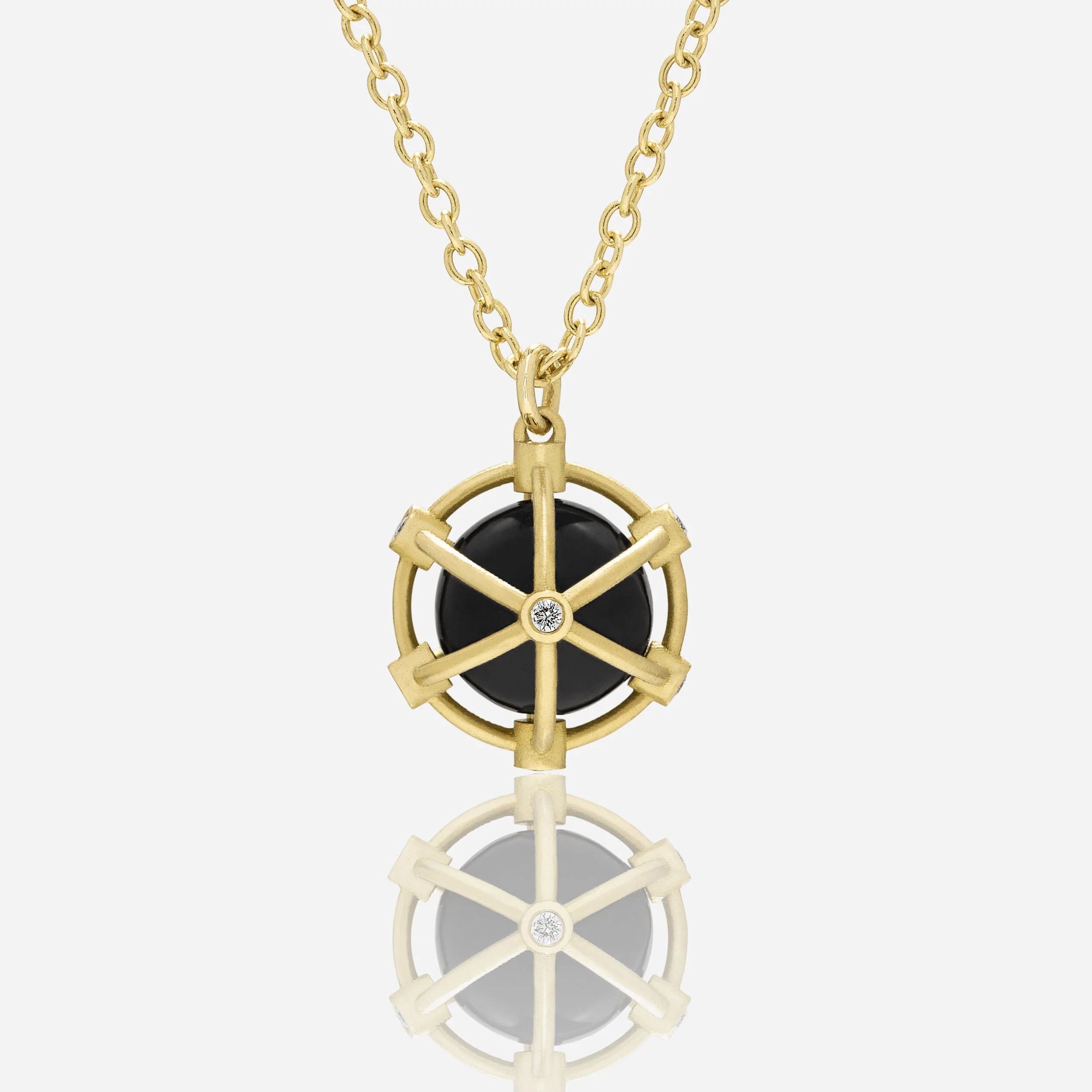 Caged Black Jade Orb Necklace