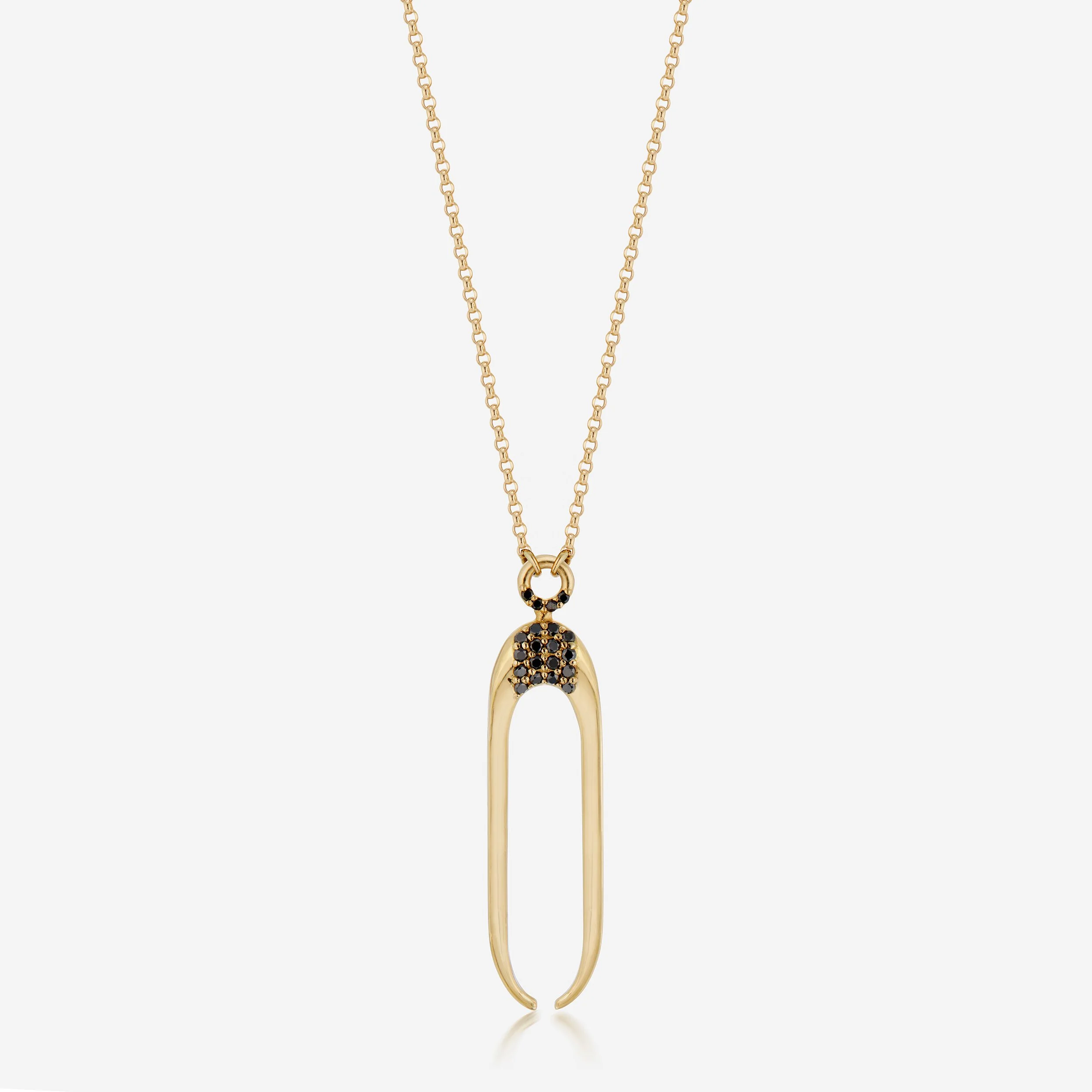 Horn Pendant with Black Diamonds